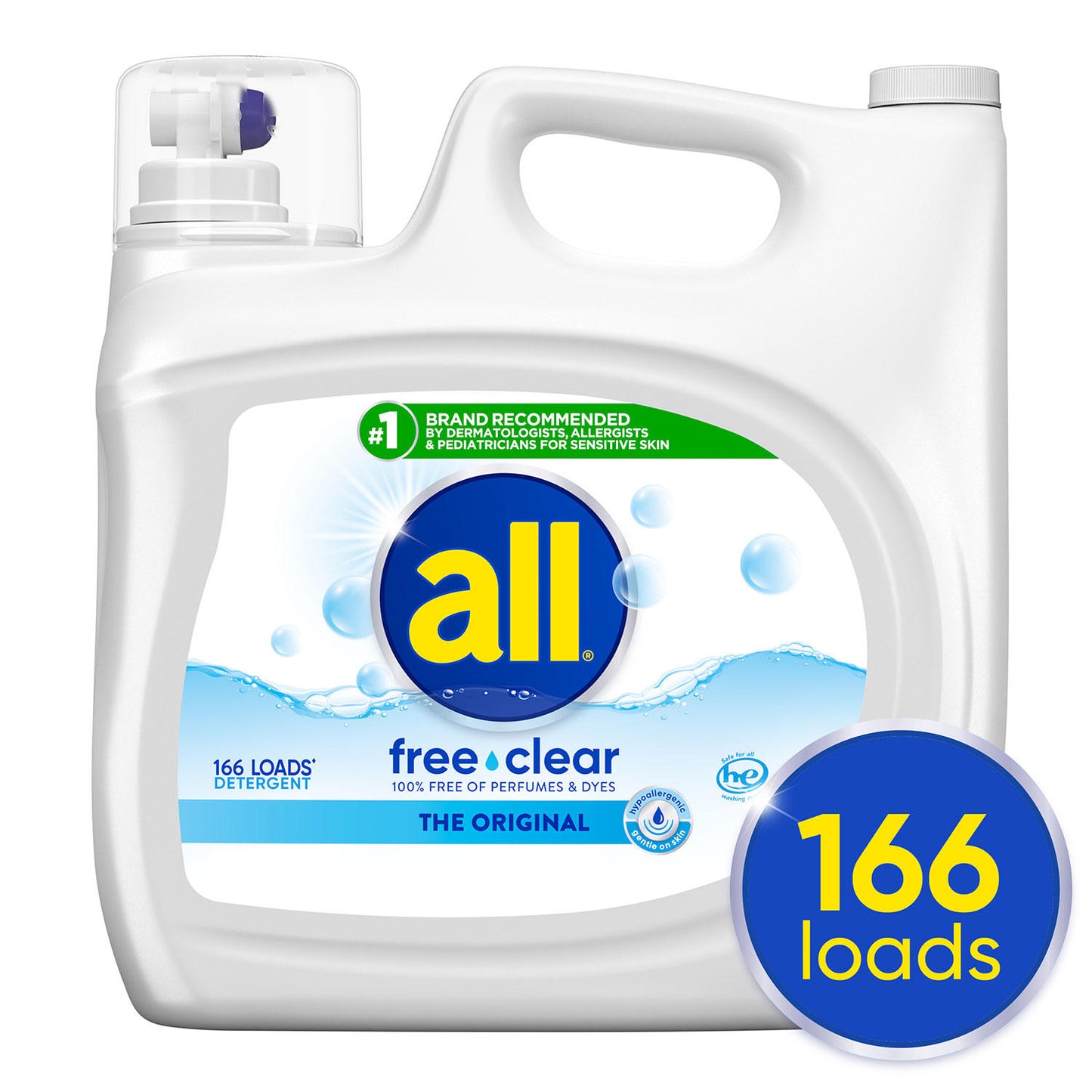 all Liquid Laundry Detergent Free Clear for Sensitive Skin (250 oz.,166 loads)