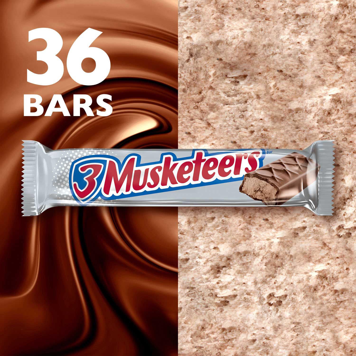 3 Musketeers Chocolate Candy Bars Full Size Bulk Pack (1.92 oz., 36 ct.)