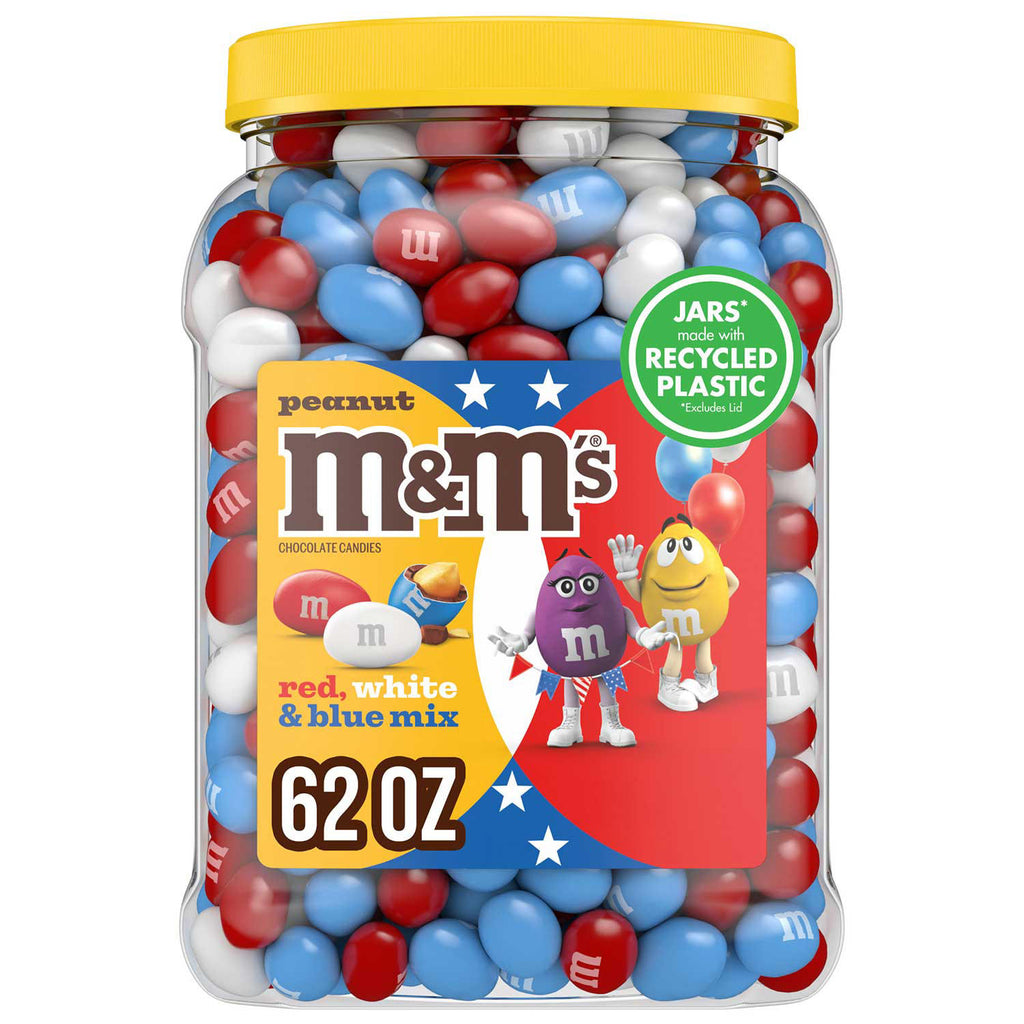 M&M'S Peanut Red, White and Blue Milk Chocolate Bulk Candy Jar (62 oz.)