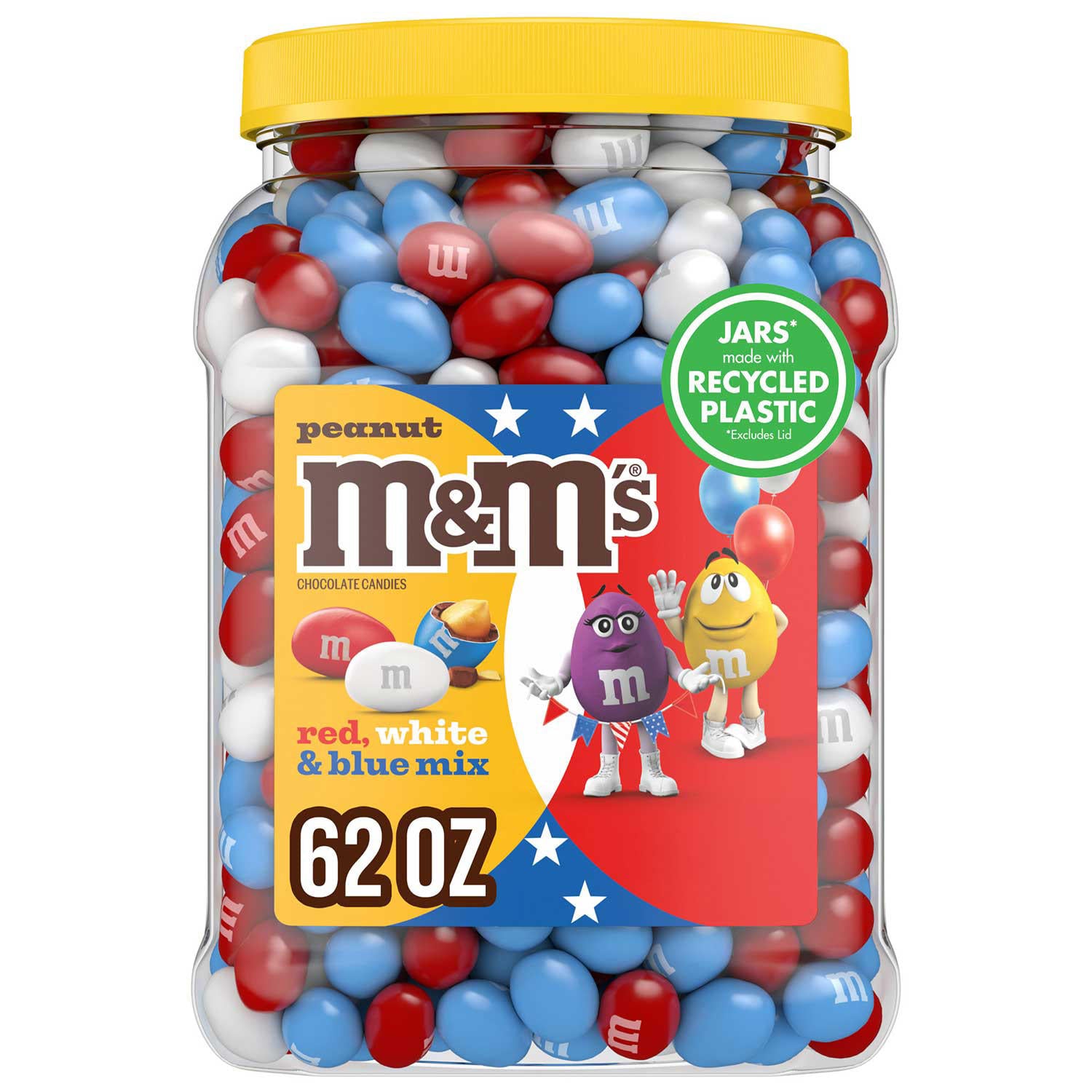 M&M'S Peanut Red, White and Blue Milk Chocolate Bulk Candy Jar (62 oz.)