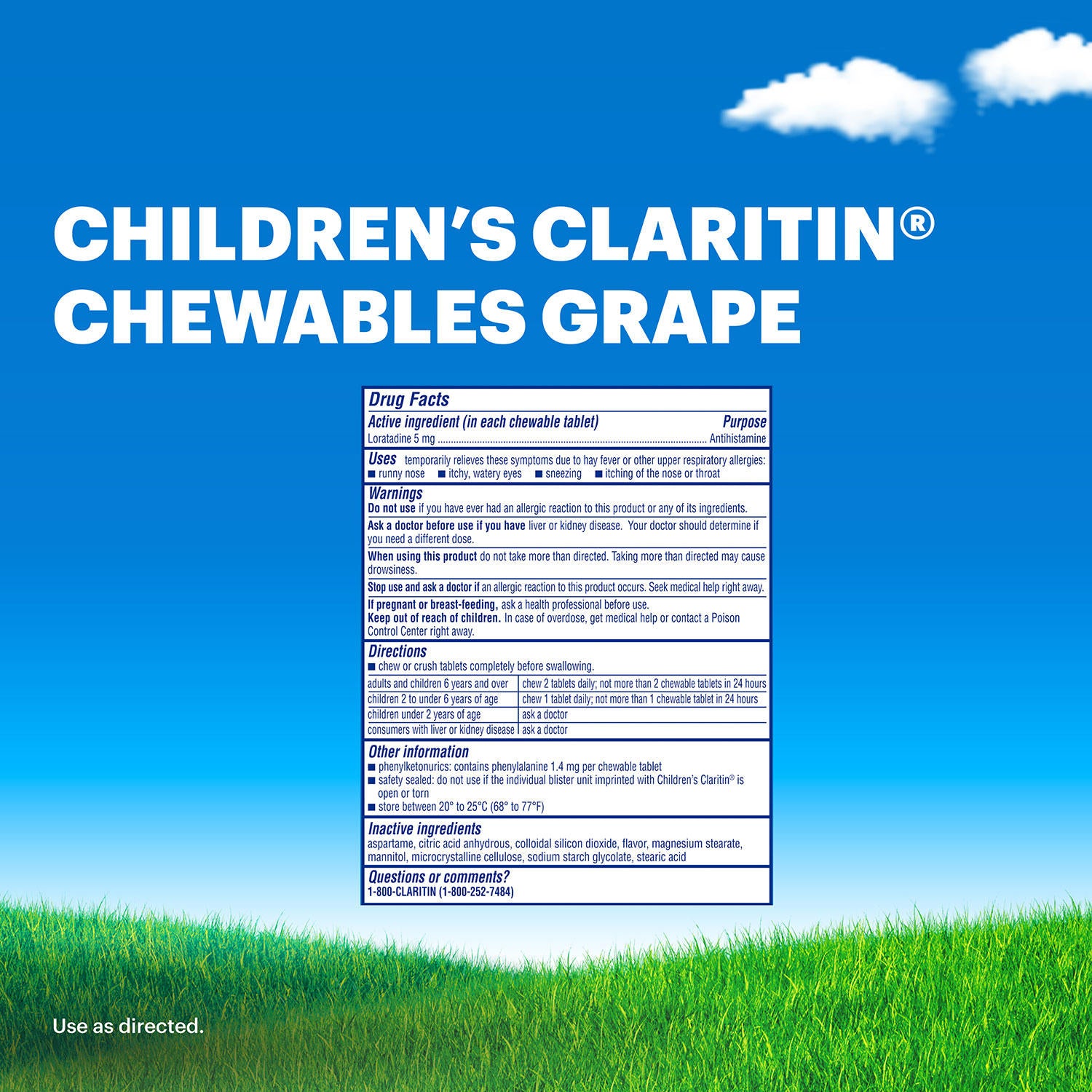 Children's Claritin Non-Drowsy 5mg. Chewable Tablets, Grape (2 pk., 40 ct./pk.)