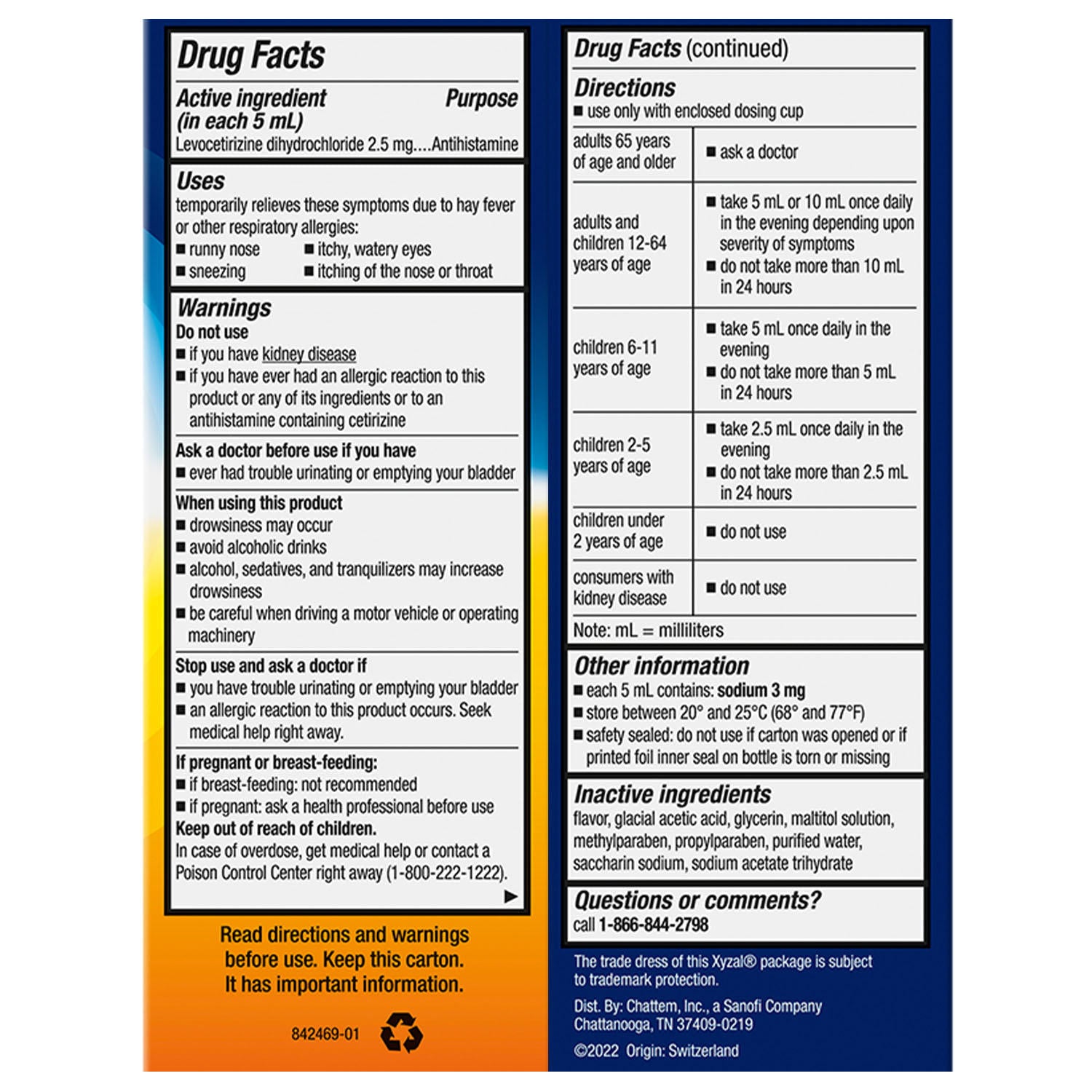 Xyzal Children's Allergy 24HR Oral Solution, Grape (3 pk., 5 fl. oz./pk.)