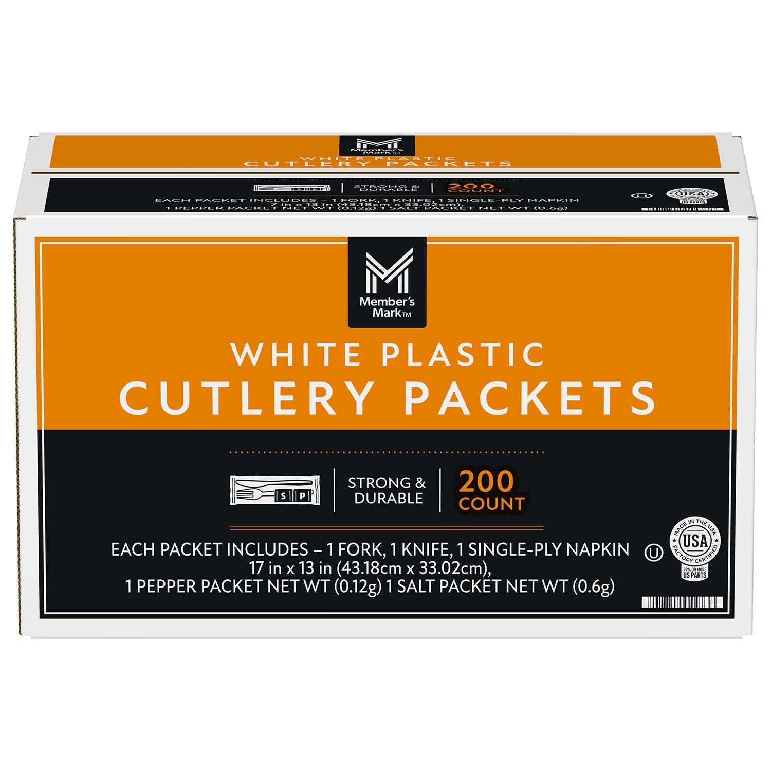 Member's Mark White Plastic Cutlery Packets (200 ct.)