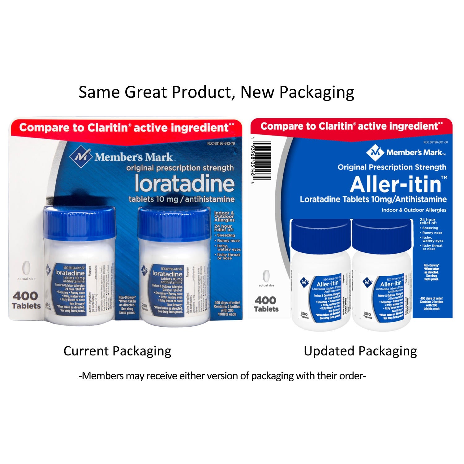 Member's Mark Aller-itin Loratadine Tablets 10mg, Antihistamine (400 ct.)