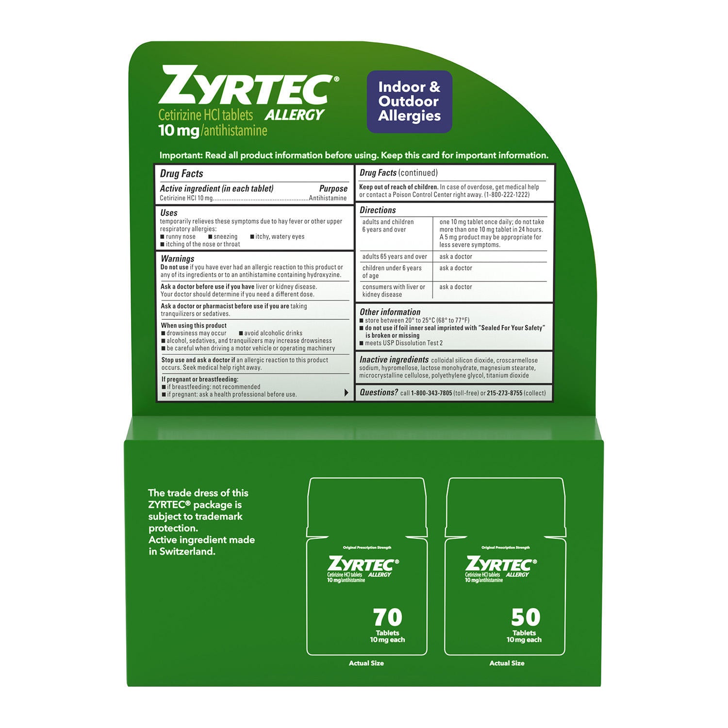 Zyrtec Antihistamine Allergy Tablets 10 mg. (120 ct.)