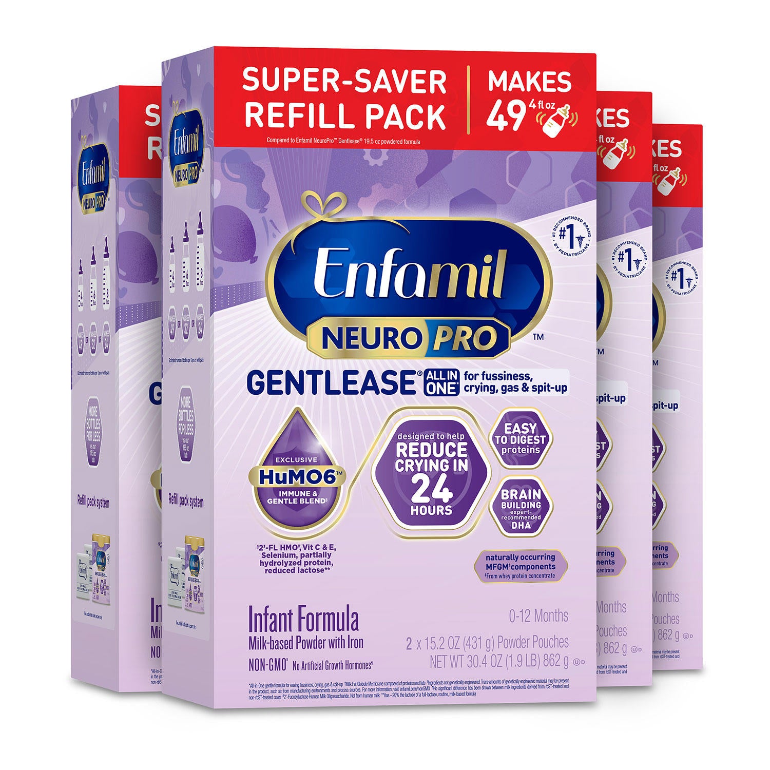 Enfamil NeuroPro Gentlease Infant Formula, Milk-Based Powder with Iron (35.2 oz., 4 pk.)
