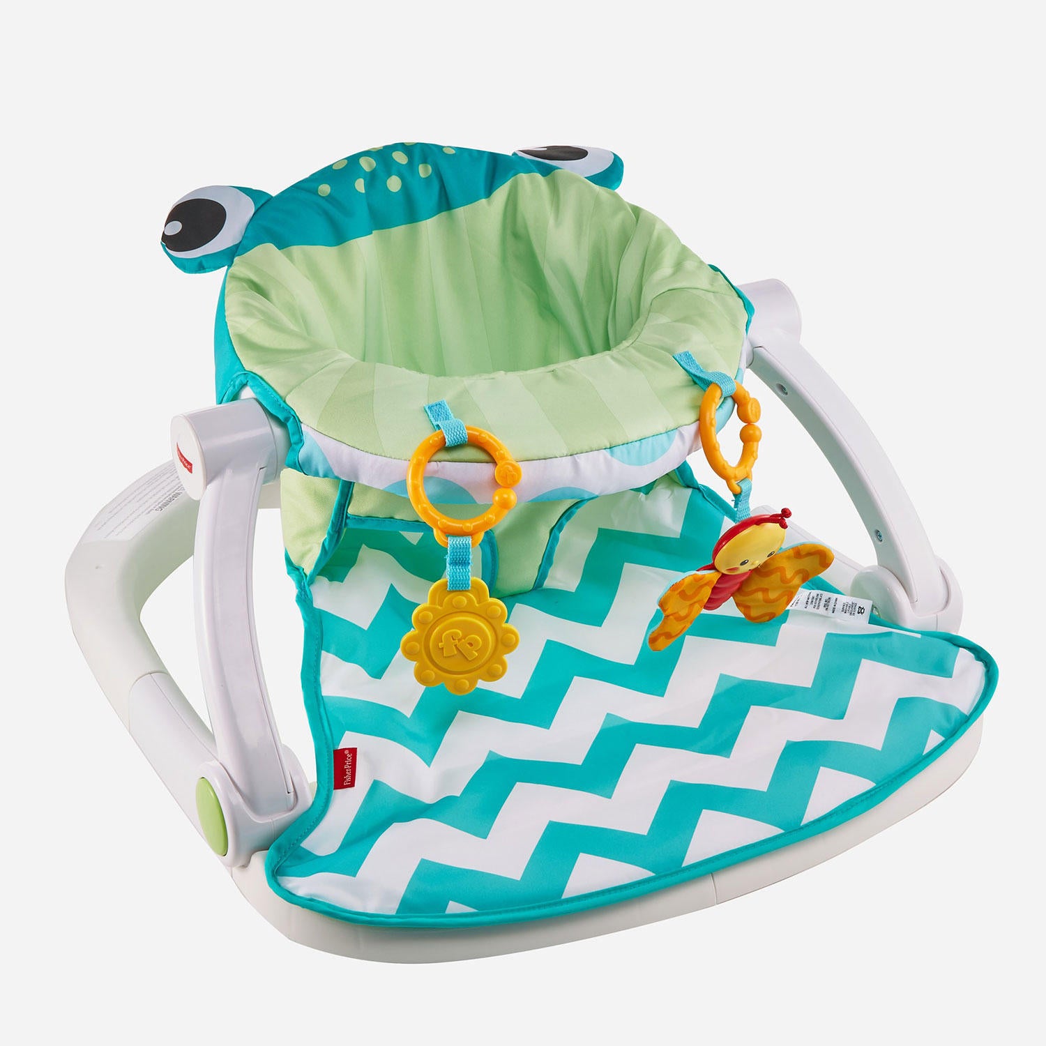 Fisher-Price Sit-Me-Up Floor Seat with 2 Linkable Toys, Citrus Frog