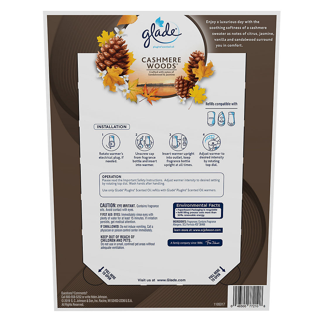 Glade Plug In Scented Oil Refills - Cashmere Woods