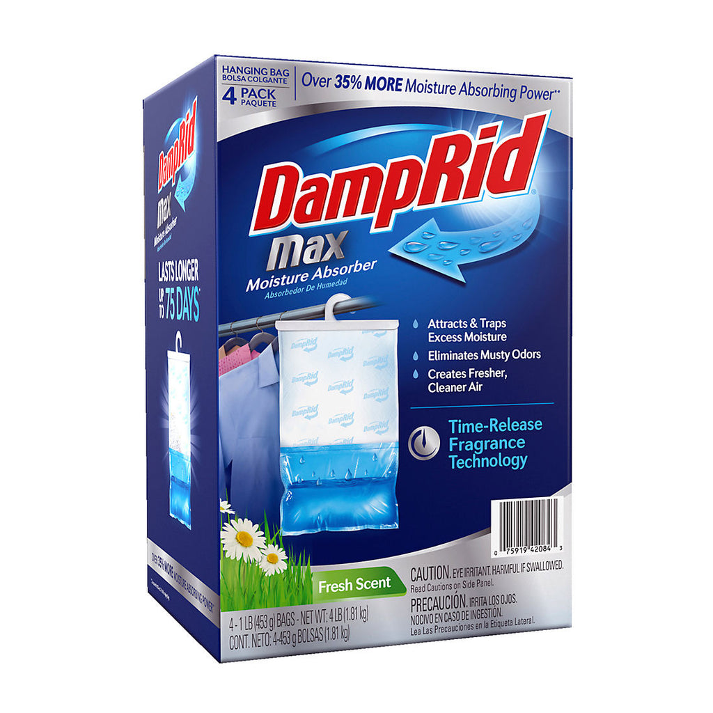 DampRid Max 4-Pack Fresh Scent Moisture Absorbing Hanging Bags