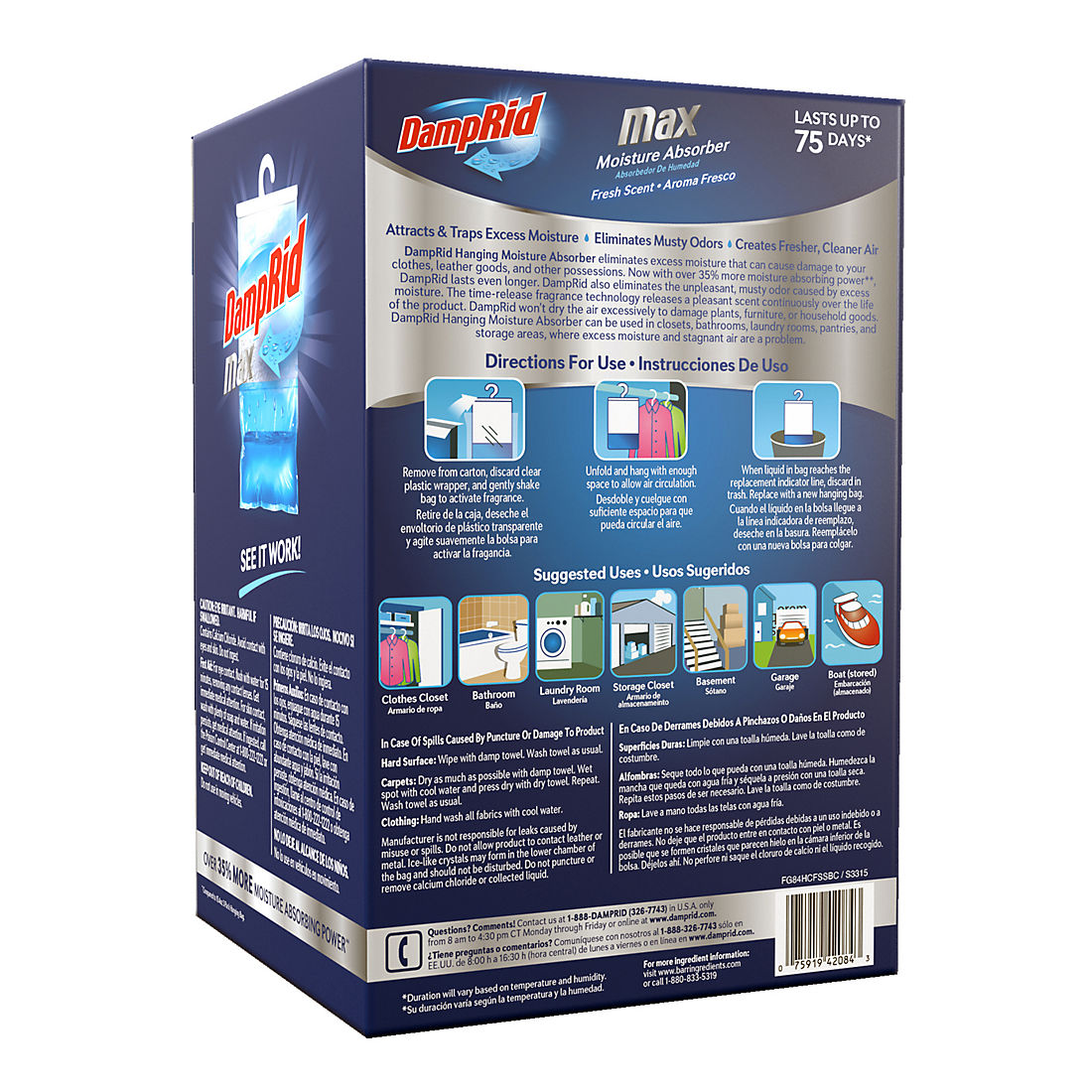 DampRid Max 4-Pack Fresh Scent Moisture Absorbing Hanging Bags