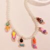 Colorful Y2K Beaded Pearl Necklace - Quirky Cartoon Character Pendant Jewelry