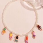 Colorful Y2K Beaded Pearl Necklace - Quirky Cartoon Character Pendant Jewelry