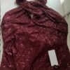 ASTR Wine Sequin Halter Top Small Crossover Neck Sparkly Party Top