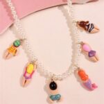 Colorful Y2K Beaded Pearl Necklace - Quirky Cartoon Character Pendant Jewelry