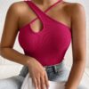 Privé Hot Pink Crisscross Front Top XS Asymmetrical Backless Ribbed