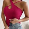 Privé Hot Pink Crisscross Front Top XS Asymmetrical Backless Ribbed
