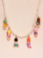 Colorful Y2K Beaded Pearl Necklace - Quirky Cartoon Character Pendant Jewelry
