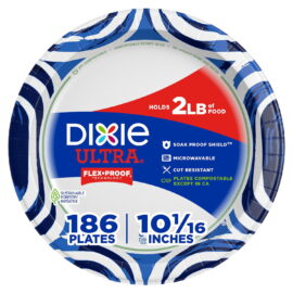 Dixie Ultra Heavyweight Dinner Paper Plates, 10" – 186 Count