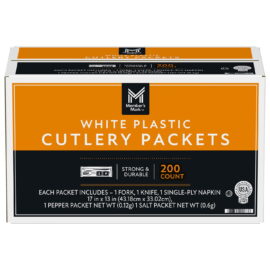 Member's Mark White Plastic Cutlery Packets 200 Count