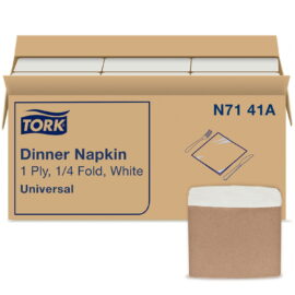 0e815da6-dc0d-4935-a209-04695849ae74.32839e3670616f87cc6ee07a5d148340.jpeg Tork Universal 1/4 Fold 1-Ply White Dinner Napkins – 12 Packs., 334 napkins/pk