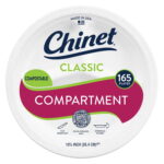 Chinet Classic Compartment Paper Plate, 10.38" – 165 Count