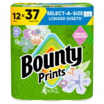 Bounty Prints Select-A-Size 2-Ply Paper Towels – 12 Rolls, 128 sheets/roll