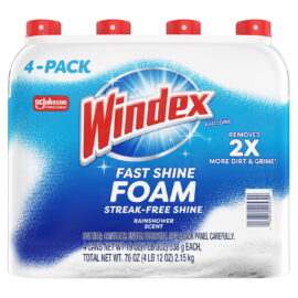 0ec68756-3cdd-485e-a404-64170bfa9353.12b1271ffcc01fc4696037bb030942b2.jpeg Windex Fast Shine Foam Glass Cleaner, No-Drip Aerosol Cleaning Spray – 19 oz, 4 Pack