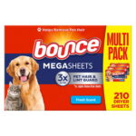 1001aee6-b923-4f19-8450-8fa9190c6498.ae2992e8f402c90f7eb8bfc32523c2c4.jpeg Bounce Pet Hair & Lint Guard Mega Dryer Sheets, Fresh Scent – 210 Count
