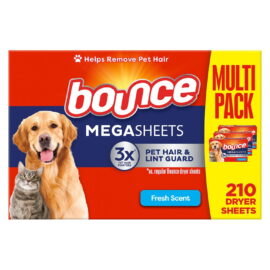Bounce Pet Hair & Lint Guard Mega Dryer Sheets, Fresh Scent – 210 Count