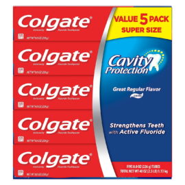 Colgate Cavity Protection Toothpaste with Fluoride, Regular Flavor – 8 oz, 5 Pack