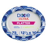Dixie Ultra Disposable Paper Platters, 12.5" x 10" – 75 Count