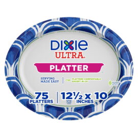 Dixie Ultra Disposable Paper Platters, 12.5" x 10" – 75 Count