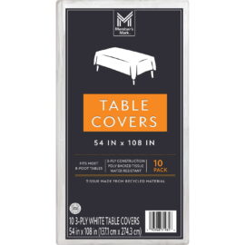 Member's Mark White 3-Ply Tissue Tablecovers, 54" x 108" – 10 Pack