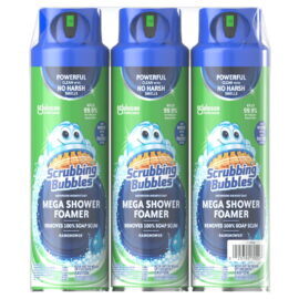 Scrubbing Bubbles Mega Shower Aerosol, Disinfectant Spray, Rainshower Scent – 20 oz, 3 Count