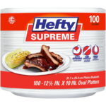 Hefty Supreme Foam Oval Platters, 12.5" x 10" – 100 Count