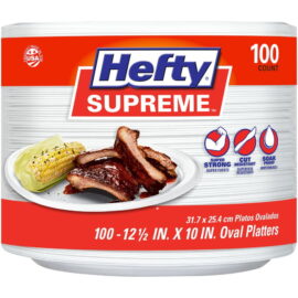 Hefty Supreme Foam Oval Platters, 12.5" x 10" – 100 Count