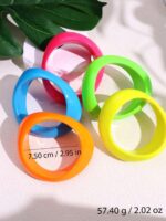 🌈✨ Colorful Fluorescent Acrylic Bangle Bracelet Set – 5 Piece Collection