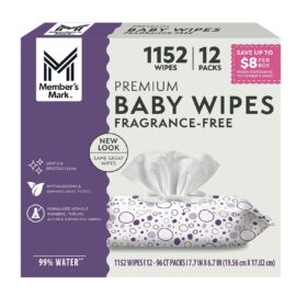 Member's Mark Premium Baby Wipes, Fragrance Free – 12 Pack, 1152 Wipes