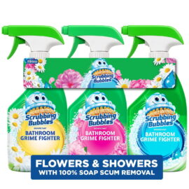 Scrubbing Bubbles Flowers & Showers, Bathroom Grime Fighter Spray, Rainshower, Petal Paradise, and Floral Fusion – 32 oz, 3 Pack