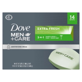 Dove Men+Care Body and Face Bar Soap, Extra Fresh – 3.75 oz, 14 Count