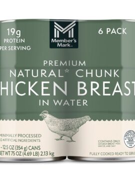 Premium Chunk Chicken Breast in Water 12.5 oz Cans, Pack of 6