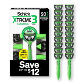 Schick Xtreme3 Sensitive Disposable Razors for Men – 20 Count