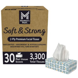 381fc4b0-b97a-4be9-bb88-a9c1f476dca5.25020a59726ebbd6dfb879f28b35c006.jpeg Member's Mark Soft and Strong 2-Ply Facial Tissues 30 boxes., 110 tissues/box