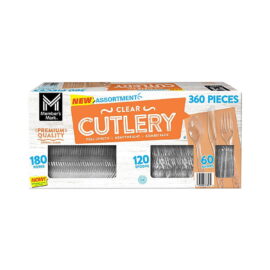 Member's Mark Clear Cutlery Combo Pack, Forks, Knives, Spoons 360 Count