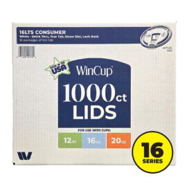WinCup Lids with Drink Thru Tear Back and Straw Slot, 16 Series, White – 12 oz-20 oz, 1000 Count