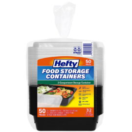 Hefty Food Storage Containers Two Compartment with Lids 32 fl oz, 50 pcs
