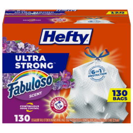 Hefty Ultra Strong Kitchen Drawstring Trash Bags, Fabuloso Scent 13 gal. – 130 Count