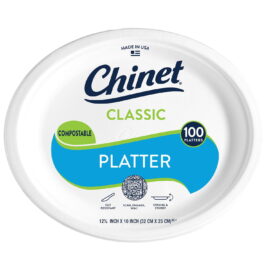Chinet Classic Platter Paper Plate, 12.63" x 10" – 100 Count