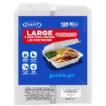 DART, Insulated Foam Hinged Lid Take Out Container, 9" Square, 3-Compartment – 125 Count