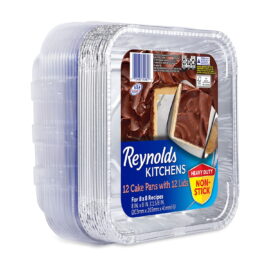 5b144e2b-cd15-4899-a0ca-1d5ea67e33db.a01022ba8a59787c6c55d7ae80b0846d.jpeg Reynolds Consumer Products Reynolds Kitchens 8" x 8" Aluminum Cake Pans with Lids – 12 Count